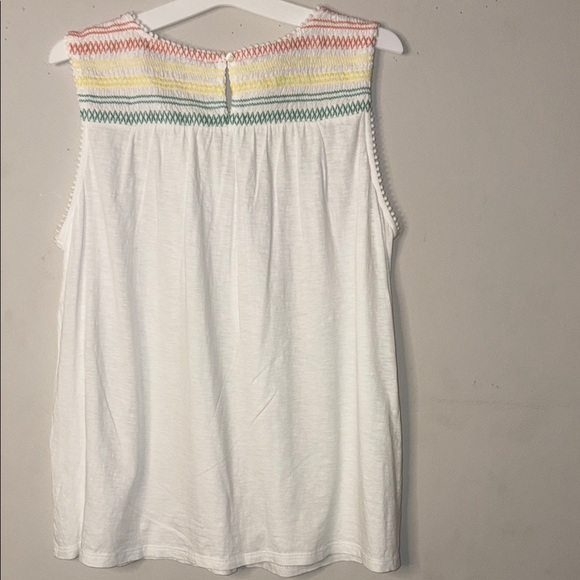 LOFT White and Pink Tank Top with Round Neckline - Picture 7 of 9